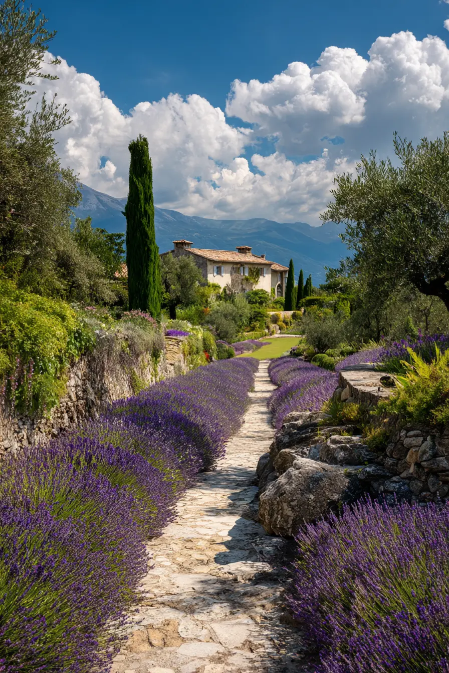 Lavender Walkway with Mediterranean Charm
