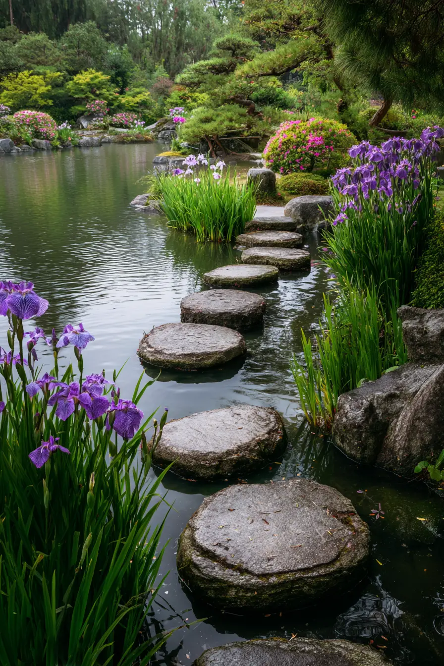 Stepping Stones Across Garden Pond