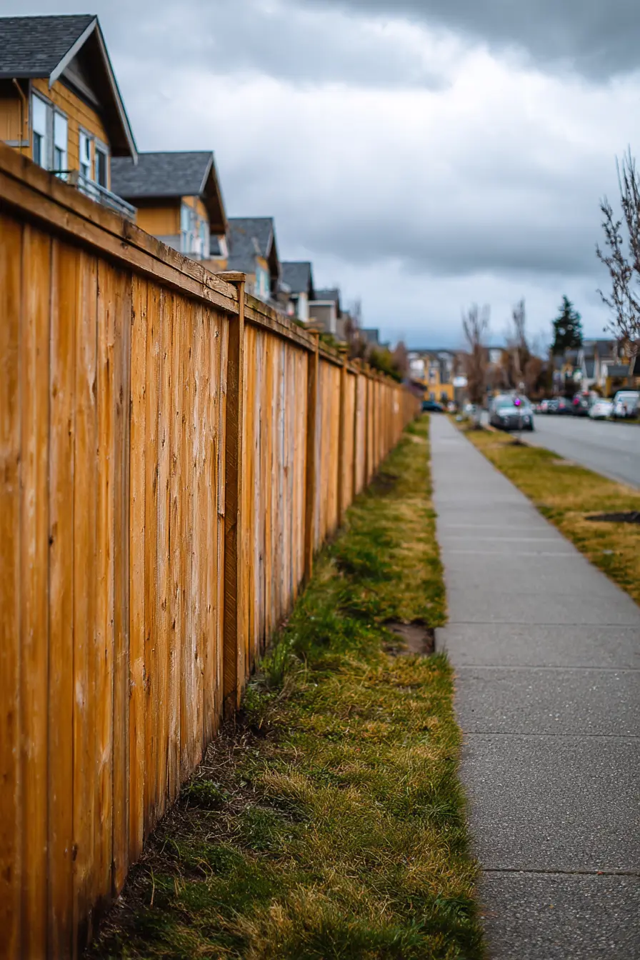 Tall Wooden Fence for Privacy in Shared Driveways