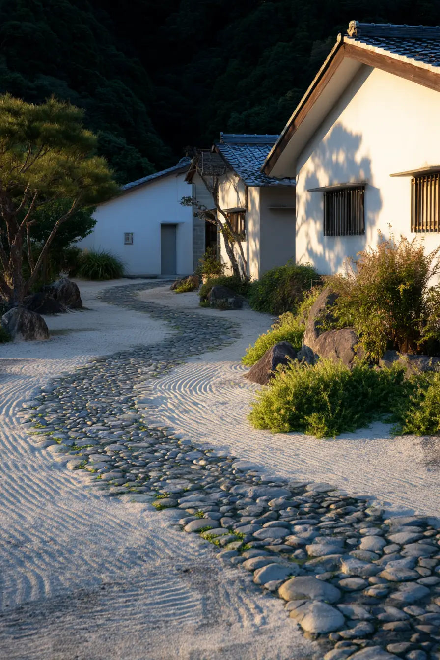 Zen-Inspired Pebble Walkway