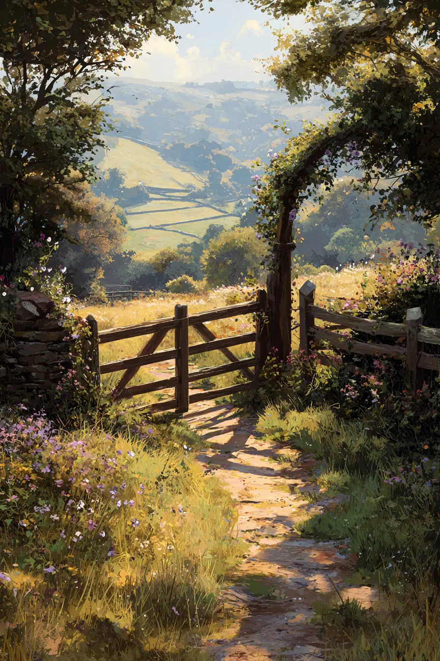 Wooden Gate with Meadow Path