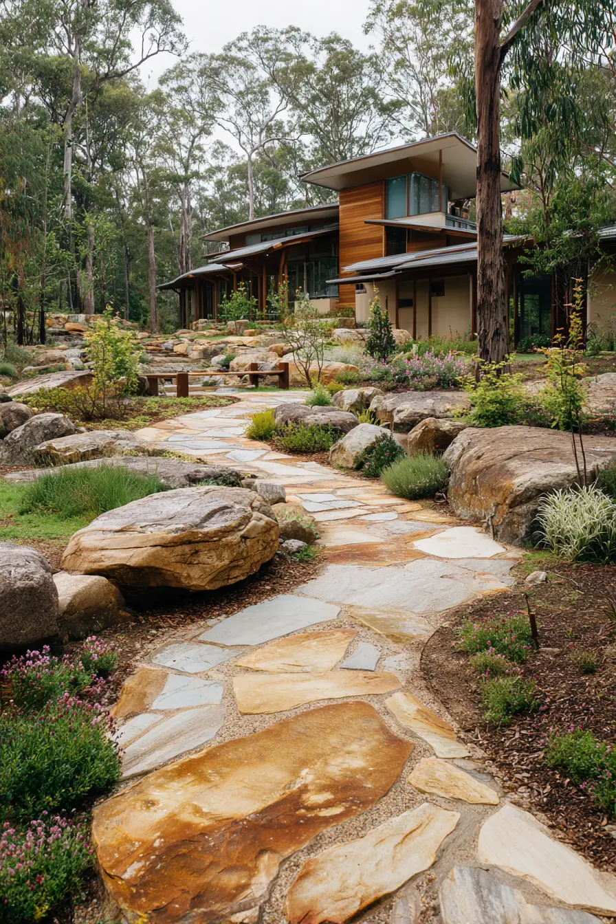 Natural Stone Parking Pad with Rustic Charm