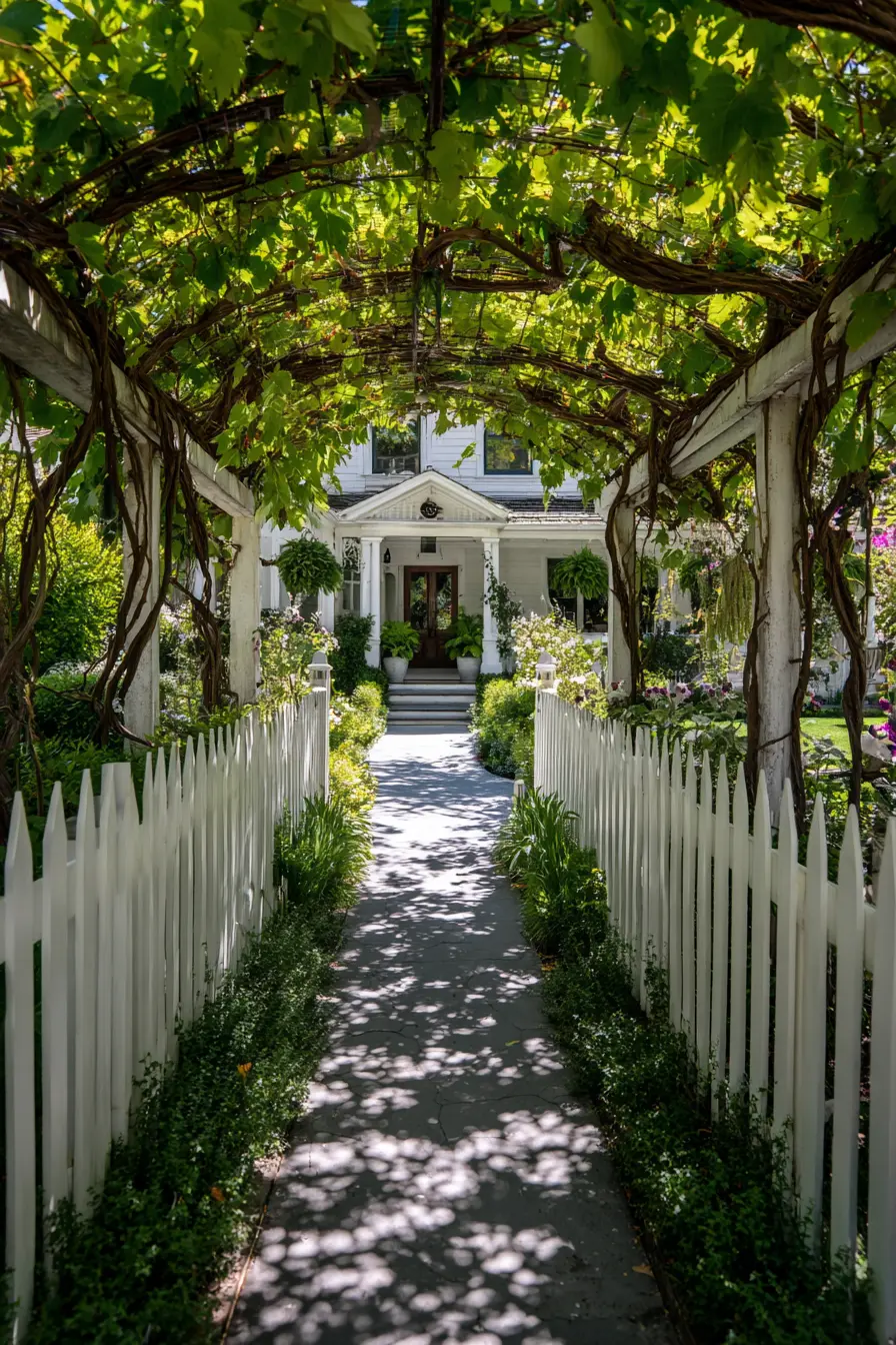 Charming Grape Arbor Driveway Tunnel