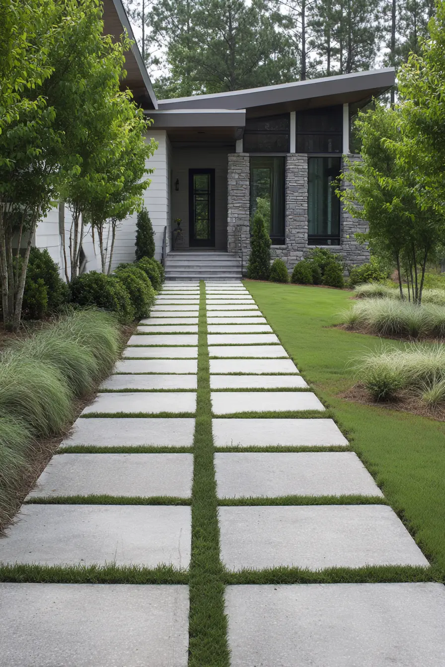 Modern Cement Walkway with Geometric Design