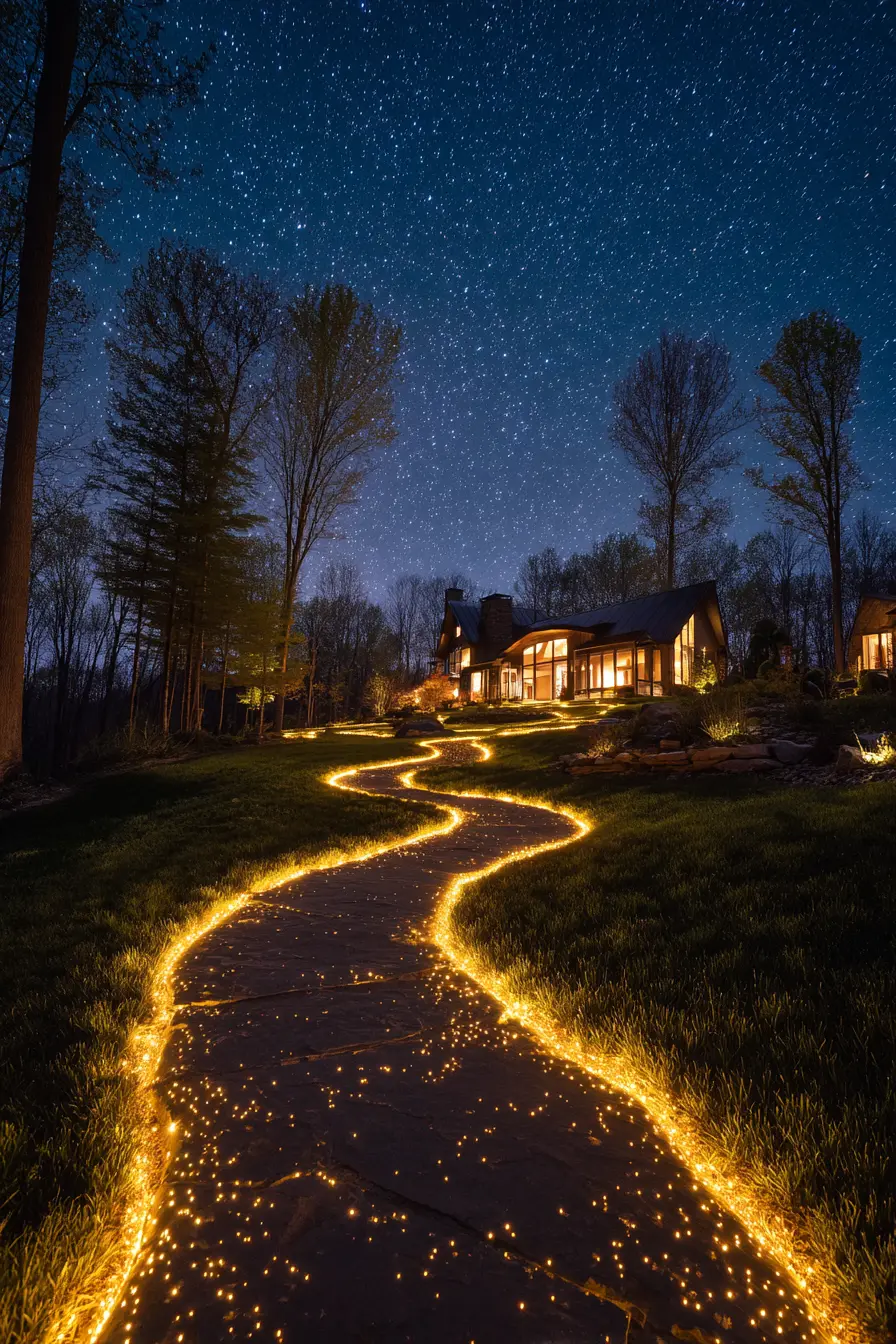 Magical Driveway with Twinkling Path Lights
