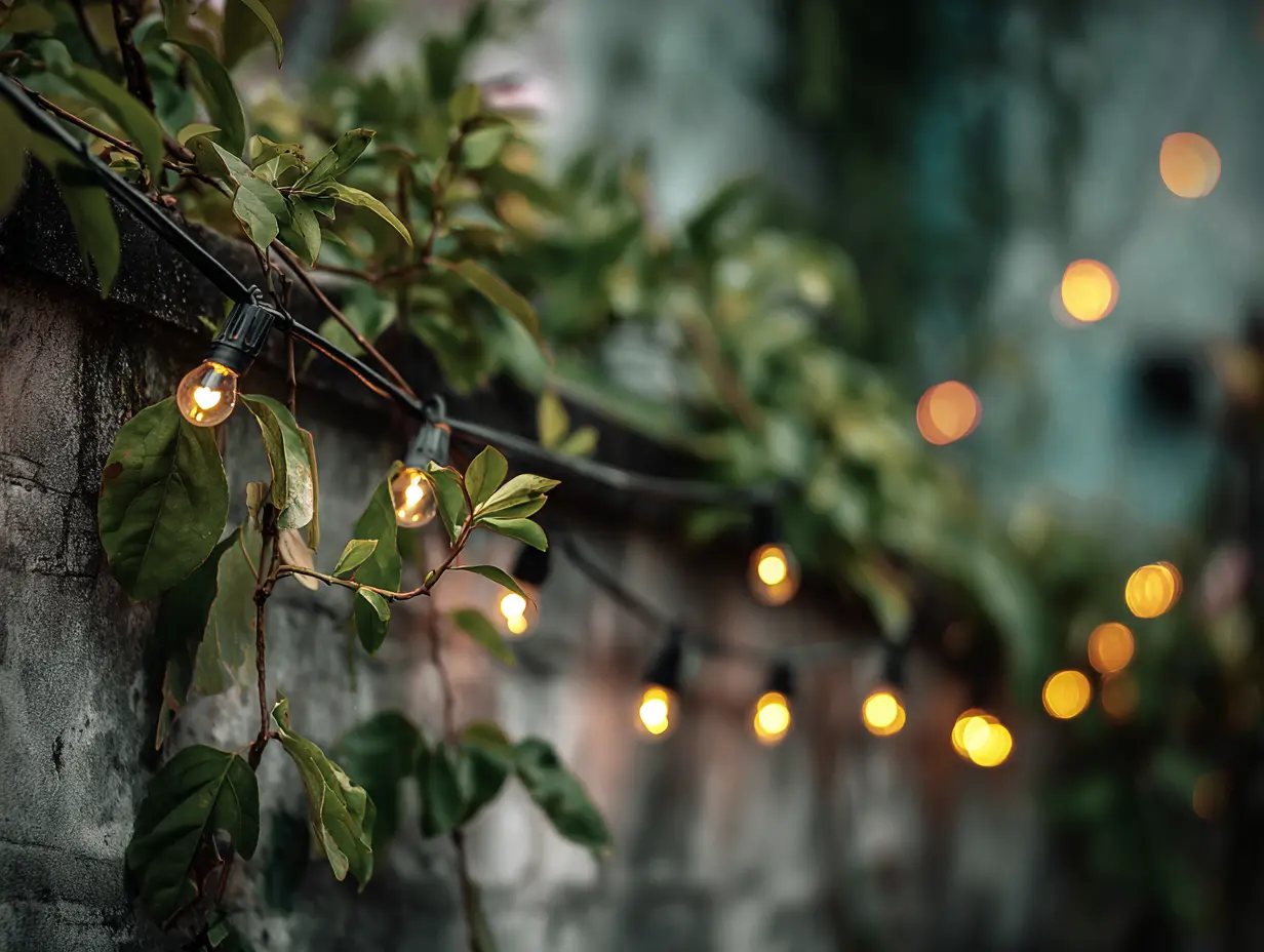 Wrap String Lights Around Garden Vines or Climbing Plants on Trellises