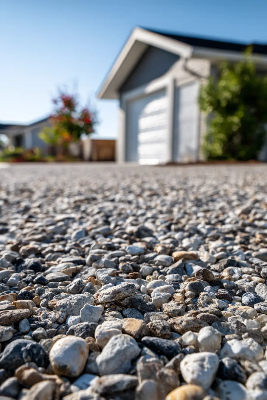 Simple Pea Gravel Driveway with Modern Appeal