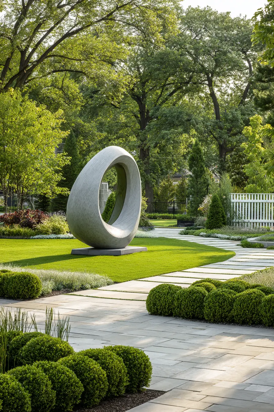 Artistic Concrete Sculpture with Structured Pathway