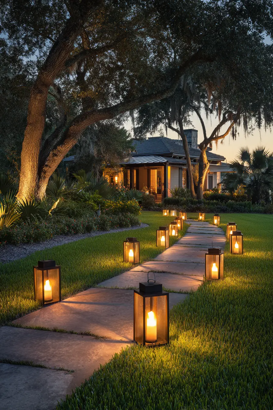 Lantern-Lit Pathway Barrier