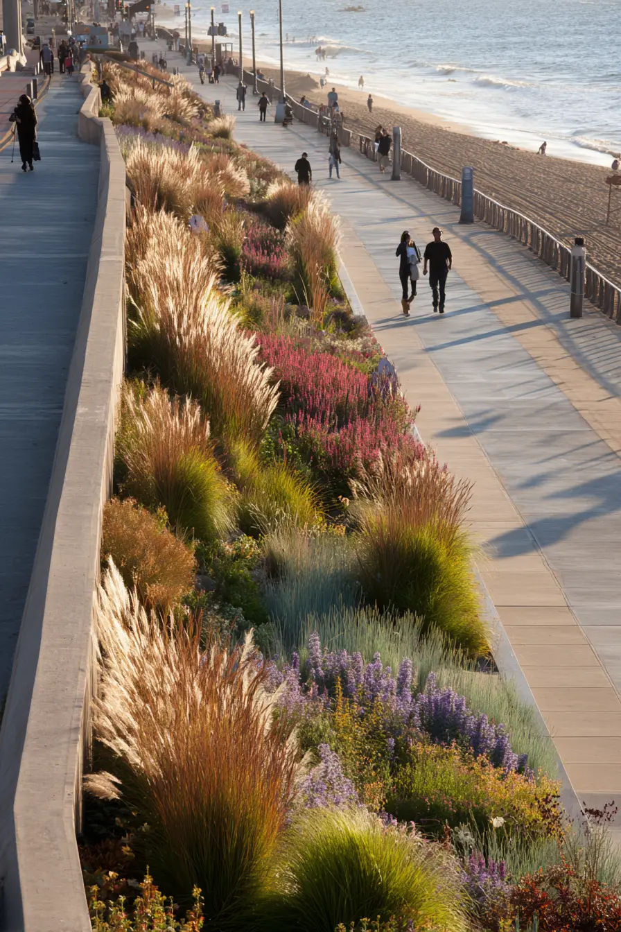 Coastal Walkway with Flowing Grasses