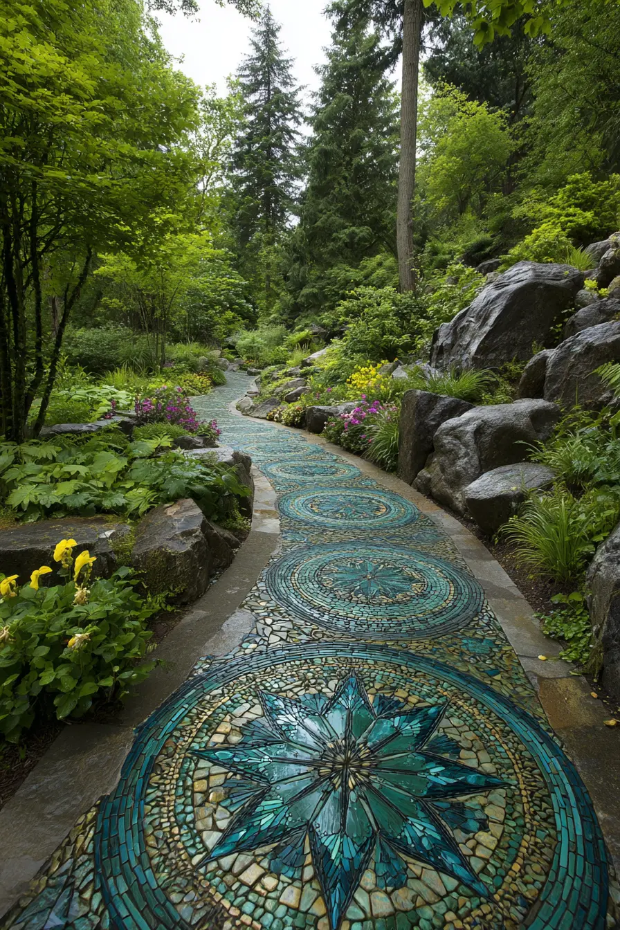 Mosaic Sidewalk with Artistic Flair