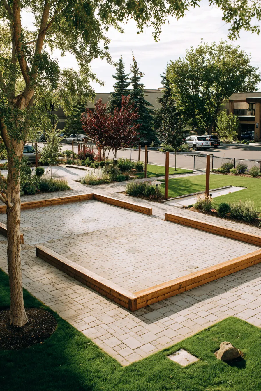 Structured Paver Parking Pad with Wooden Edges