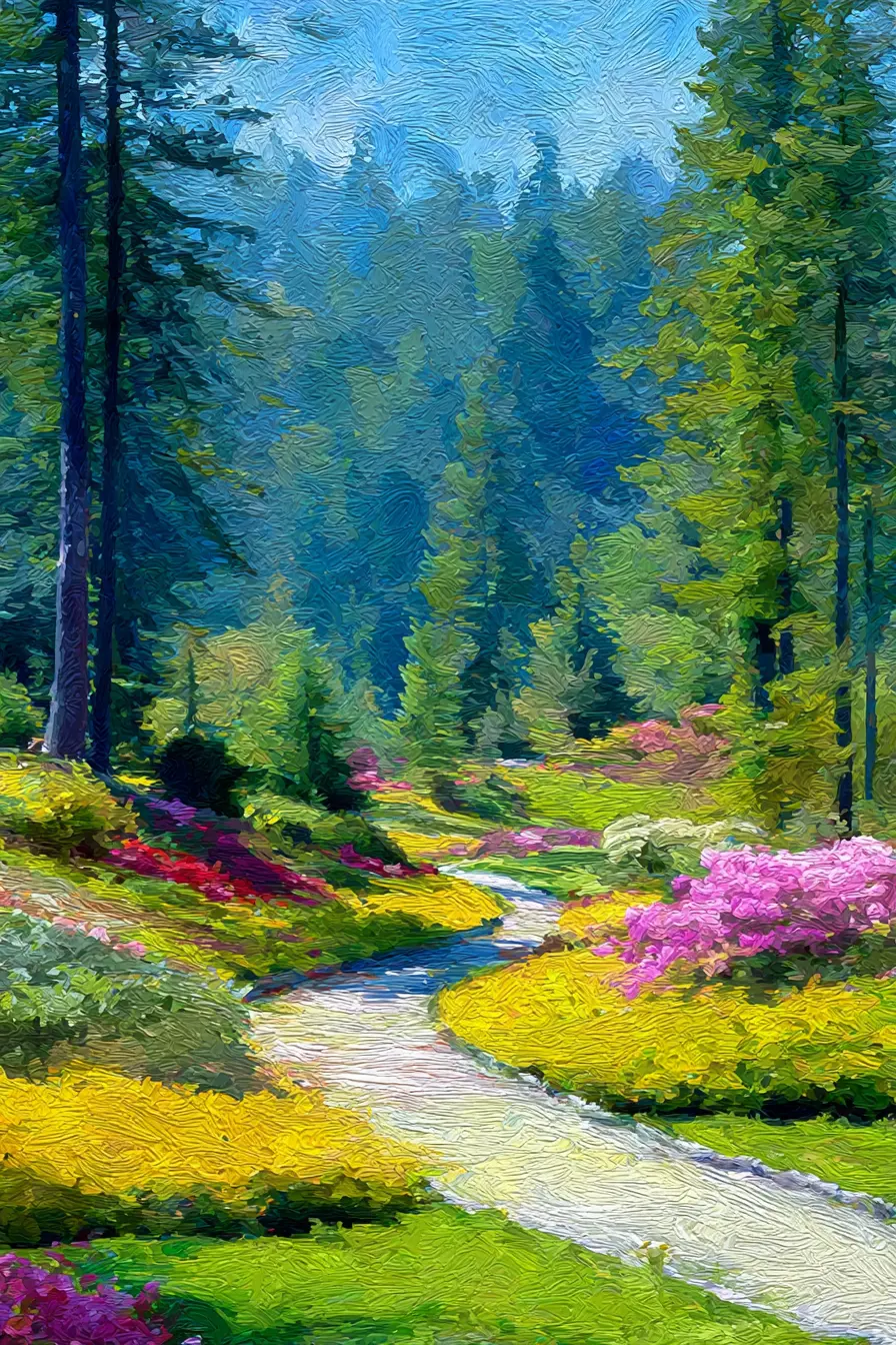 Nature-Inspired Driveway with Vibrant Colors