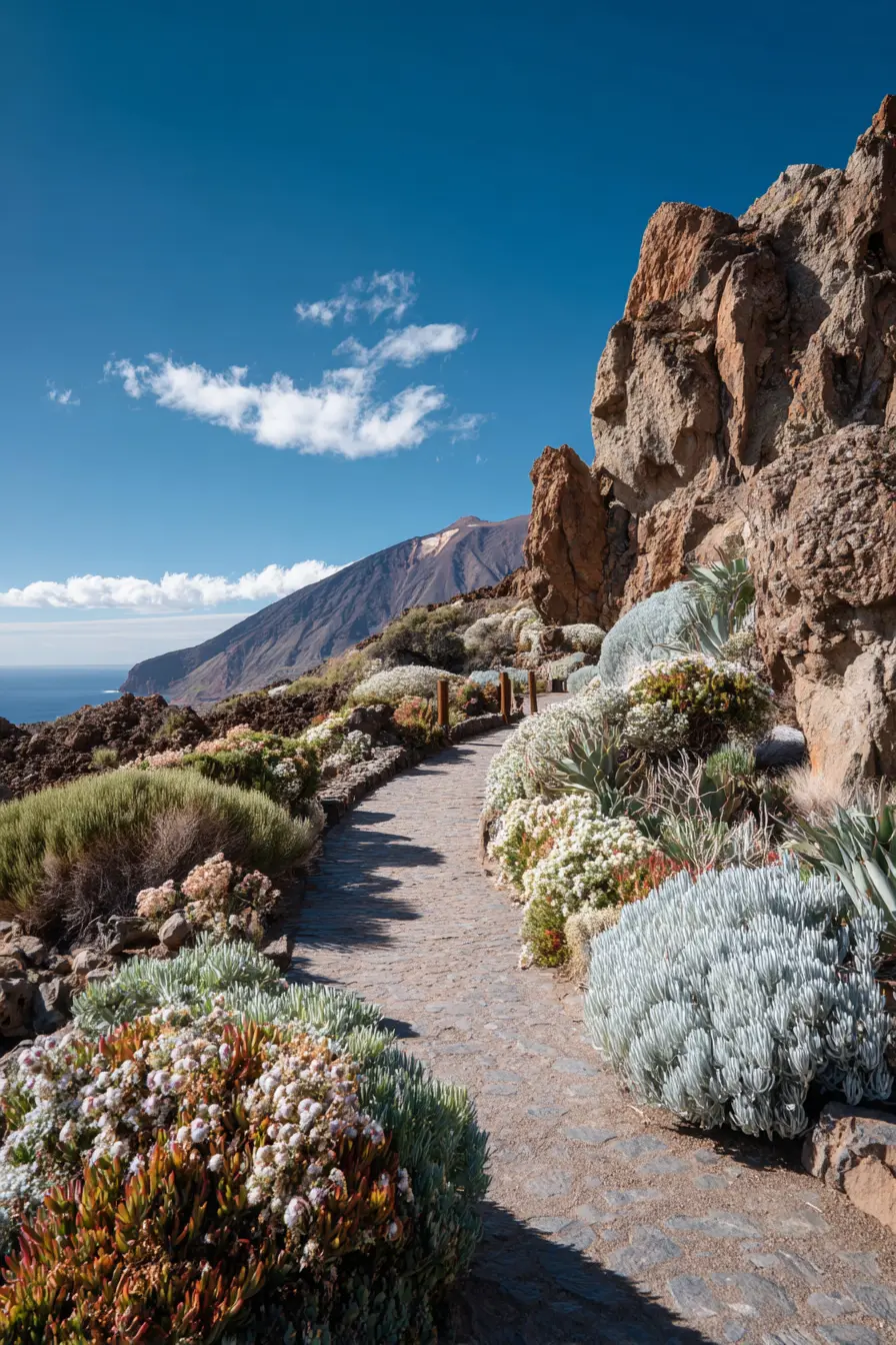 Rocky Driveway with Succulent Garden Edges