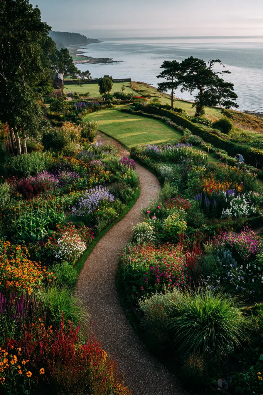 Coastal Garden Walkway with Ocean Views