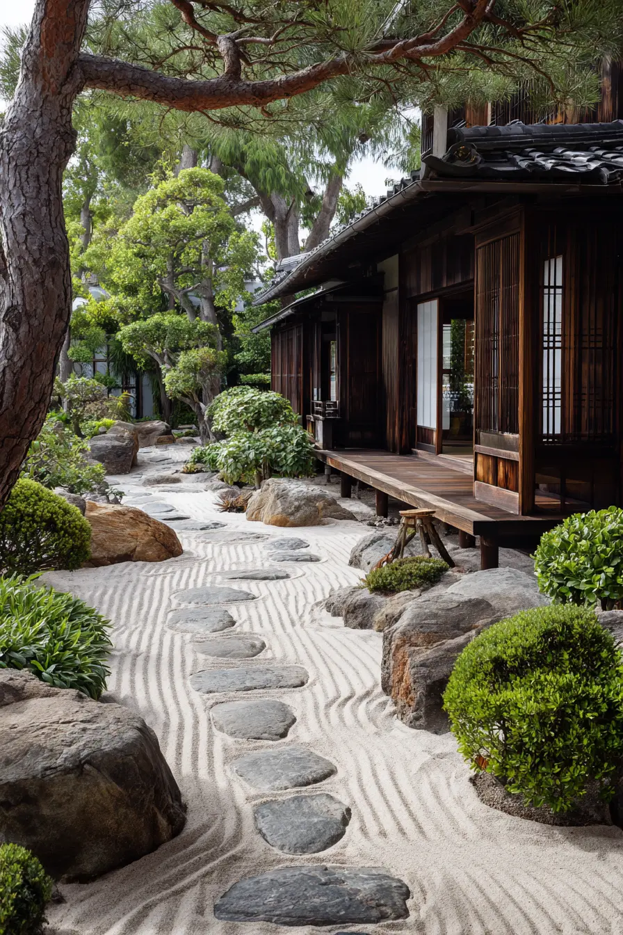 Sand-Filled Pathway in a Zen Garden
