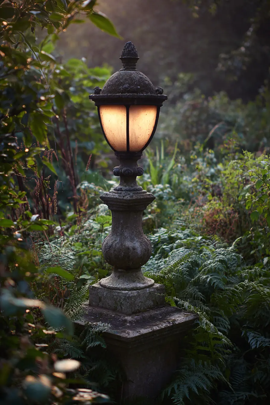 Antique Stone Driveway Lamp Post