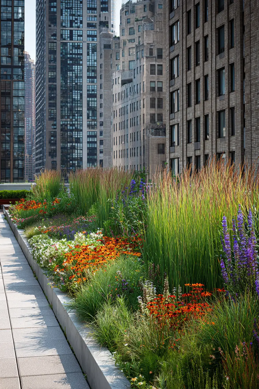 Vibrant Hellstrip with Grasses and Blooms