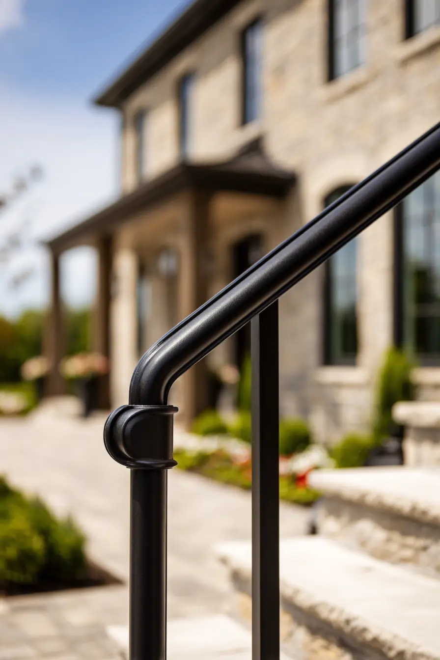 Sleek Black Metal Ramp Handrail with Contemporary Finish
