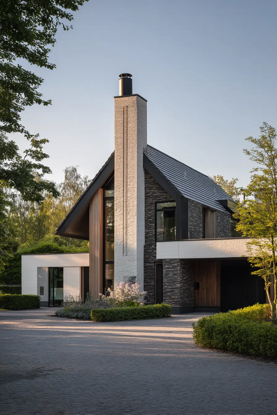 Modern Contrast with Black Painted Chimney Cap