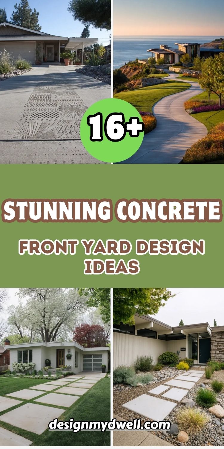 16+ Stunning Concrete Front Yard Design Ideas