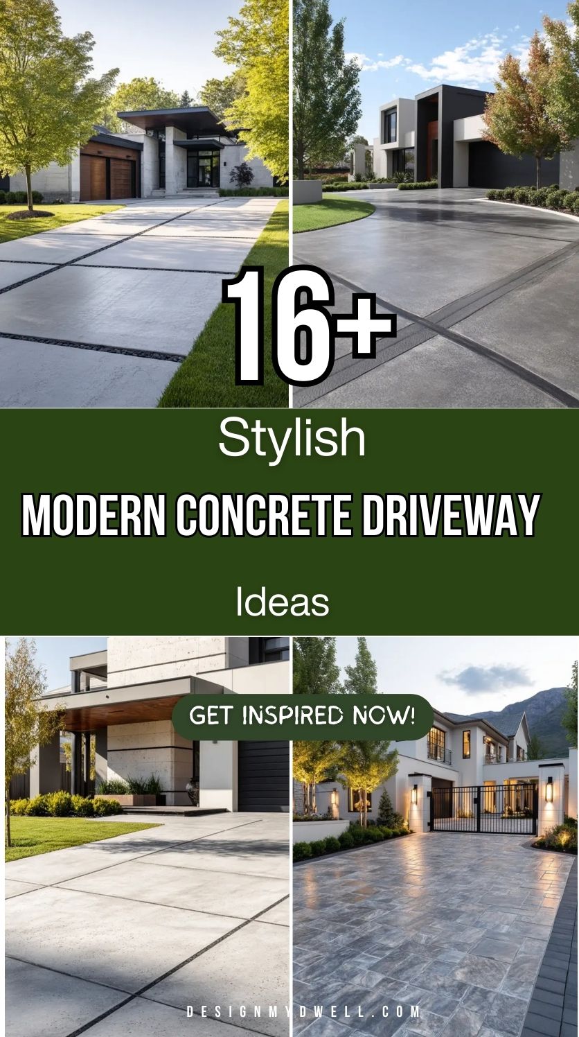 16+ Stylish Modern Concrete Driveway Ideas
