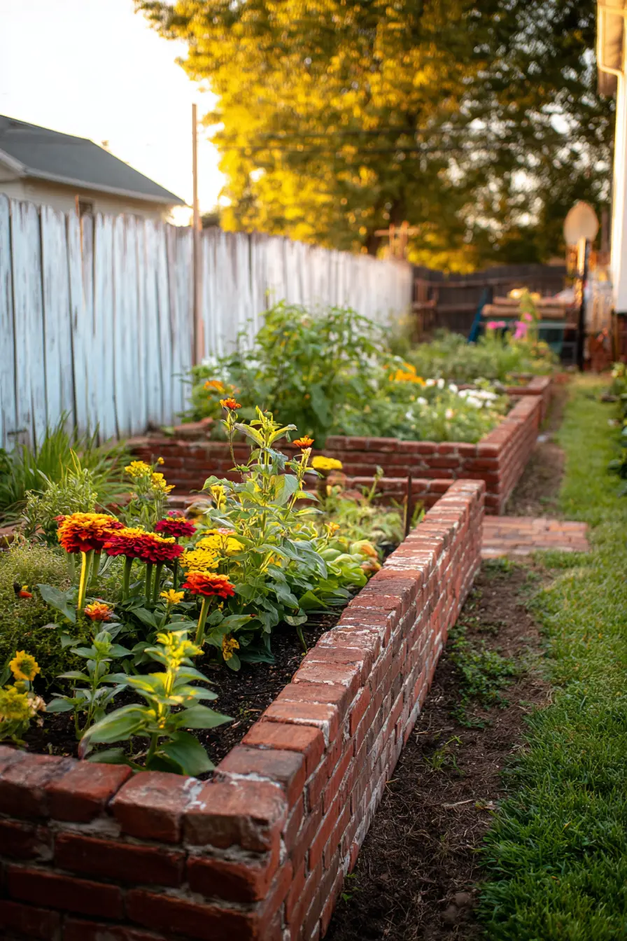 Brick Raised Beds Adding Charm to Backyard Garden