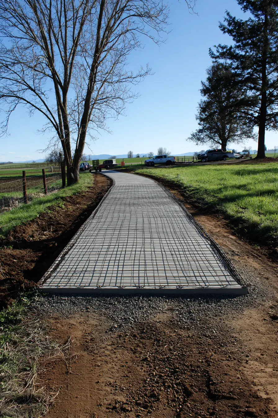 Reinforced Pea Gravel Driveway with Concrete Base