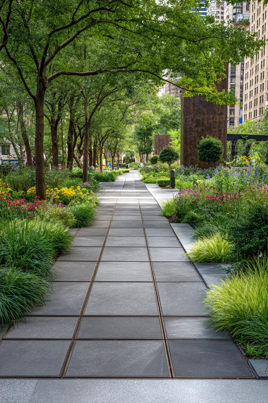Contemporary Walkway with Large Stone Tiles