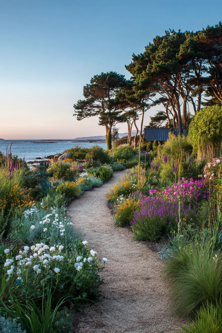 Coastal Gravel Driveway with Wildflower Edges