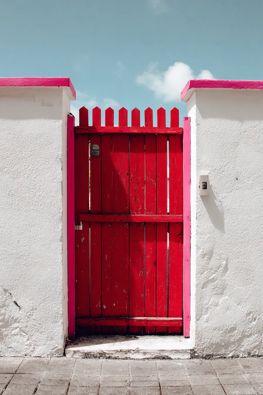 Bold Red Gate with Bright Contrast