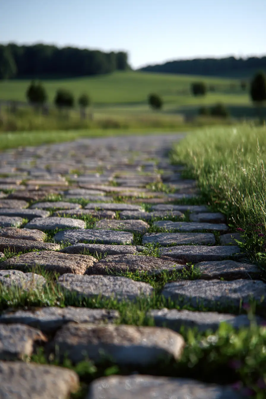 Rustic Cobblestone Farm Driveway