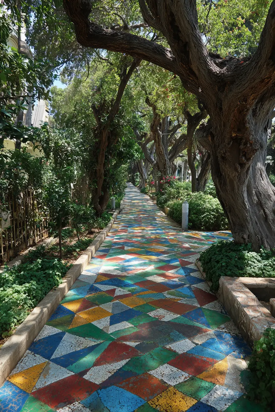 Vibrant Geometric Pavement Path