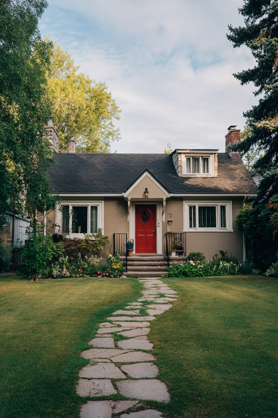 Classic Charm with a Bold Red Door