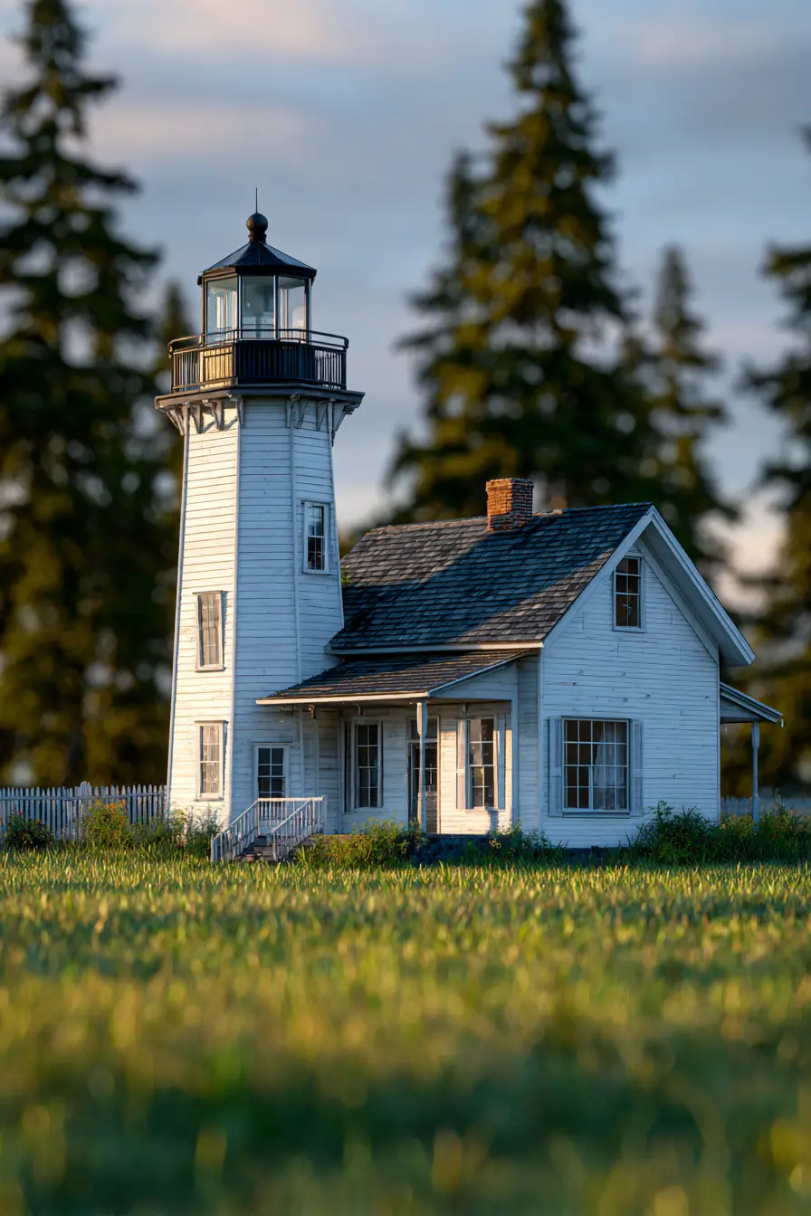 Coastal Lighthouse Cottage with Black Painted Chimney