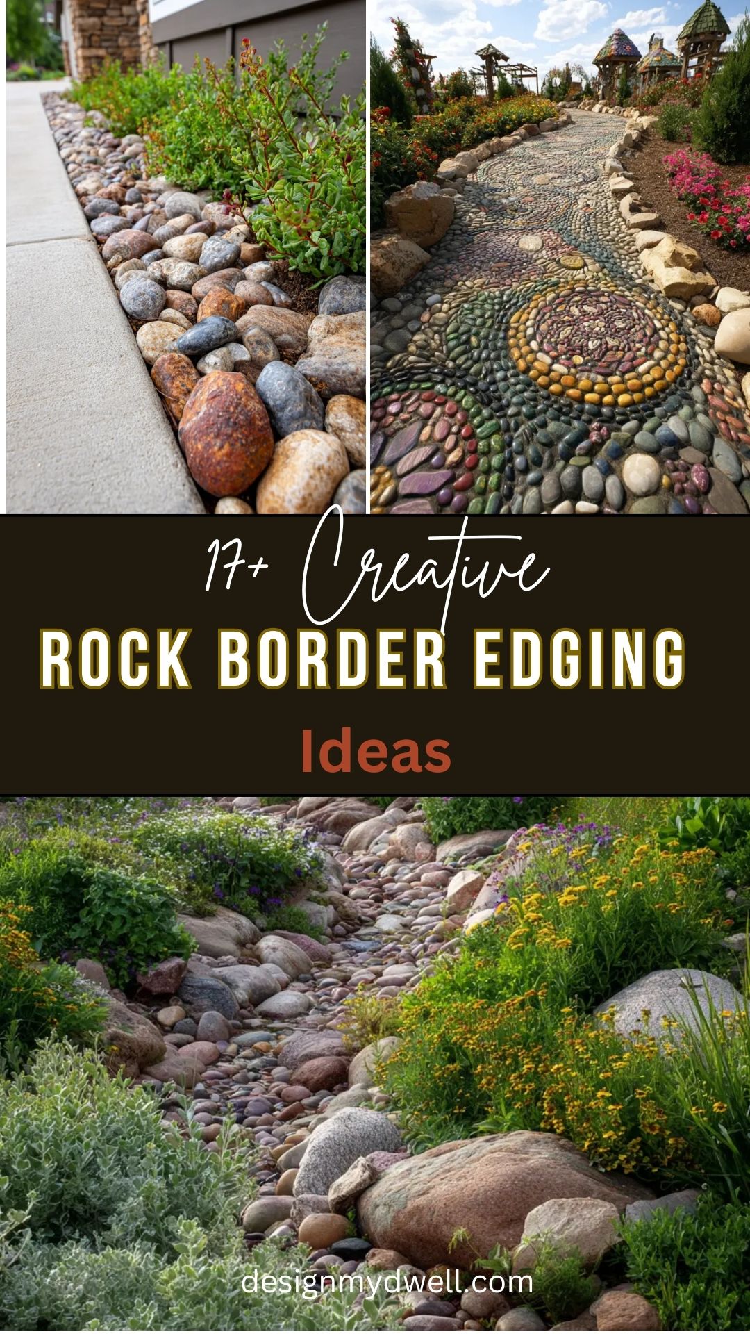 17+ Creative Rock Border Edging Ideas
