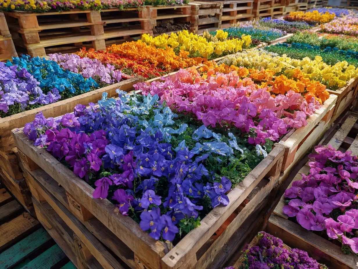 Arrange Flowers by Colors in a Pallet for a Rainbow Effect