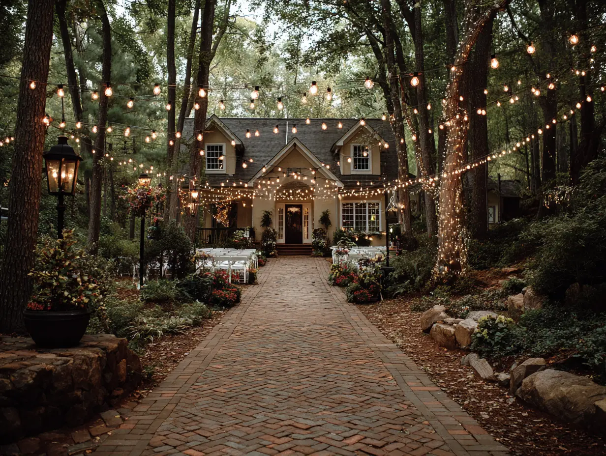 Light Up Your Driveway Entrance With String Lights to Welcome Guests