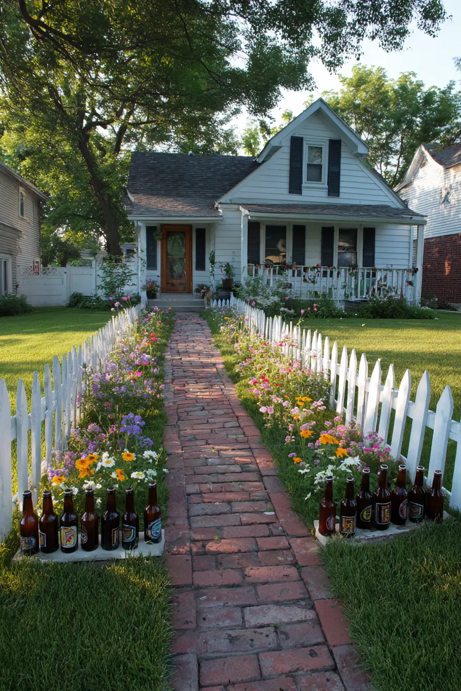 Bottle Border Edging with Cottage Style