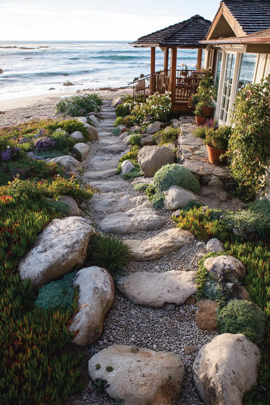 Coastal Rock Pathway with Natural Edging
