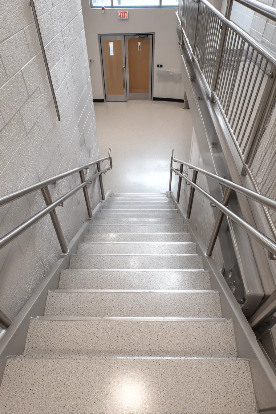 Sleek Concrete Stairs with Modern Safety Features
