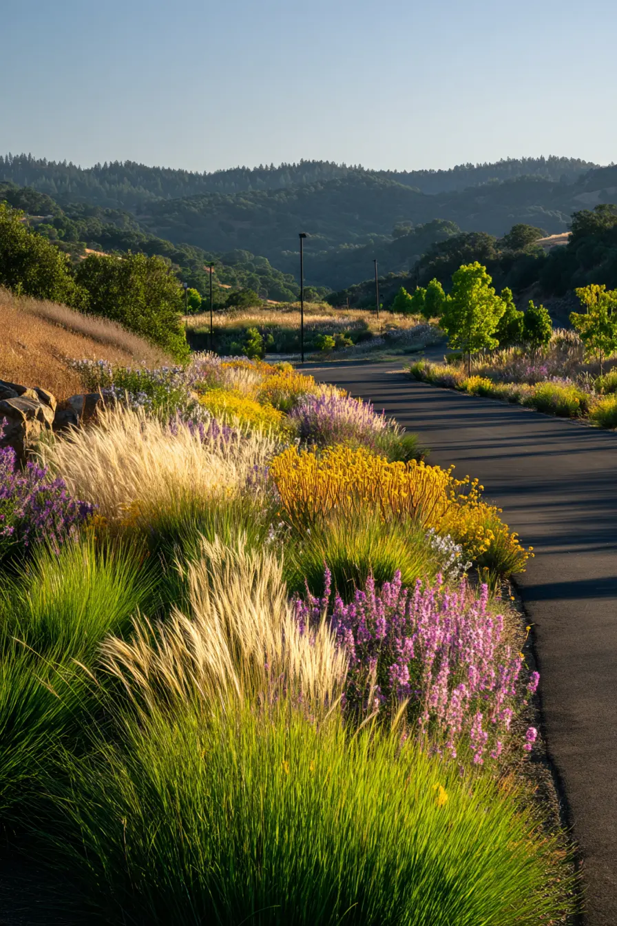 Driveway Framed with Grasses and Wild Blooms