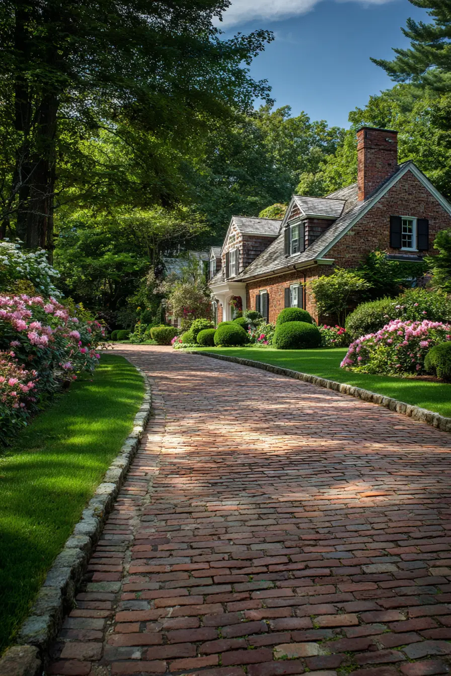 Brick Horseshoe Driveway with Cottage Charm