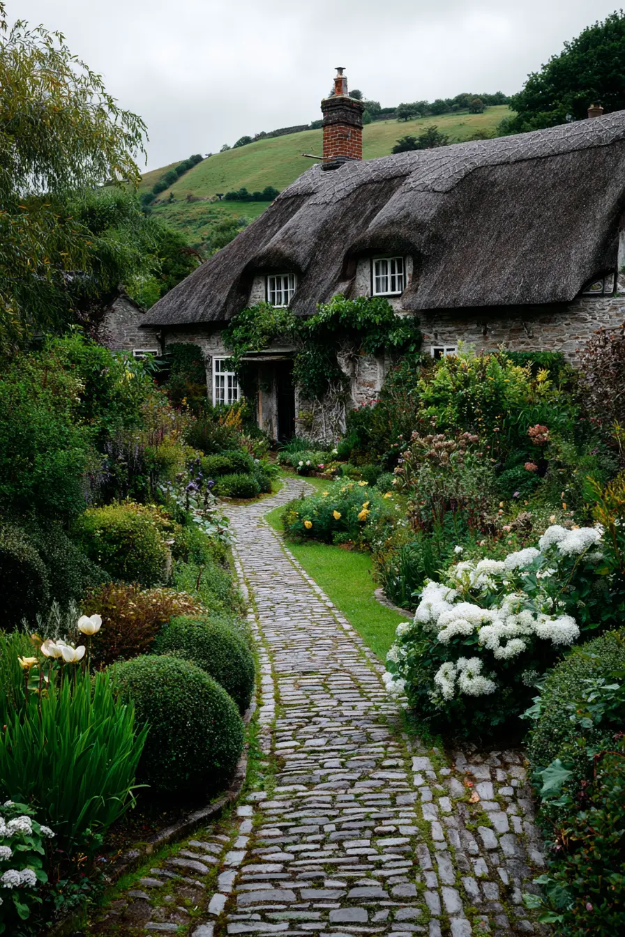 Cobblestone Pathway to a Cottage Door