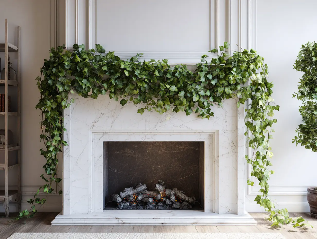 Drape Ivy Along Fireplace Mantels