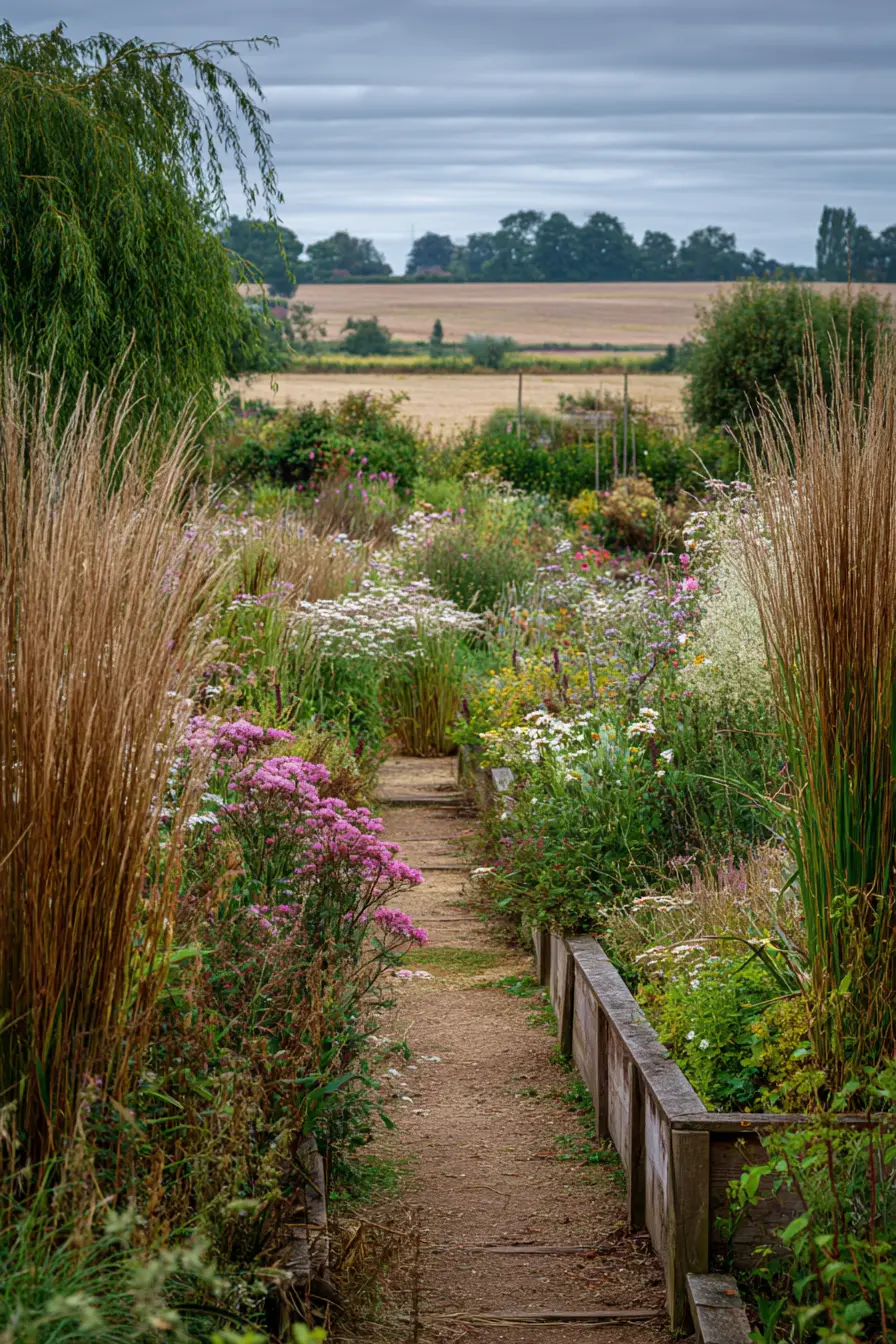 Raised Wooden Borders with Wildflower Planting