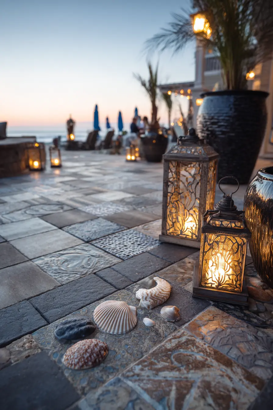 Coastal Brick Paver Patio with Artistic Detail