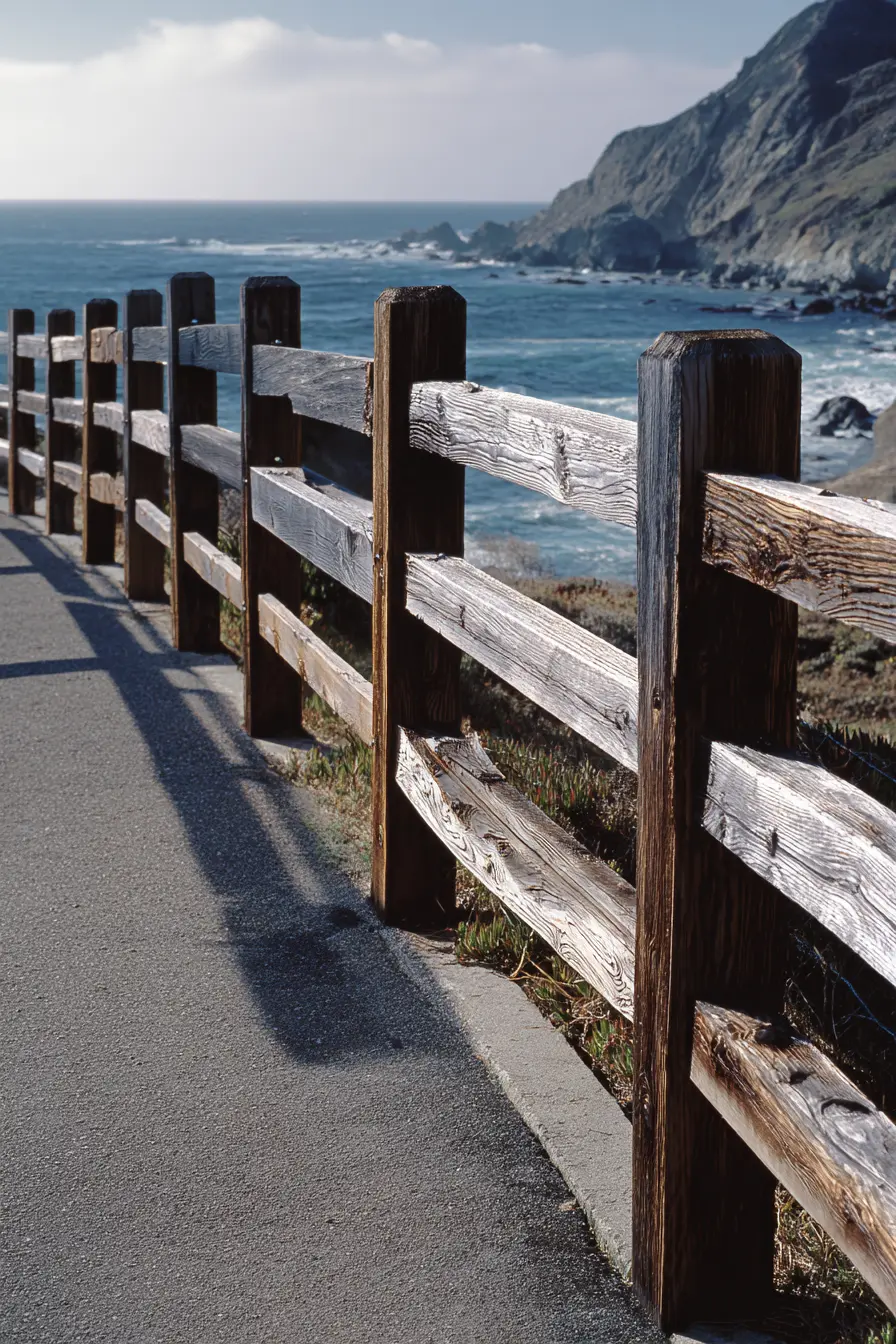 Coastal Driveway with Rustic Wooden Fence