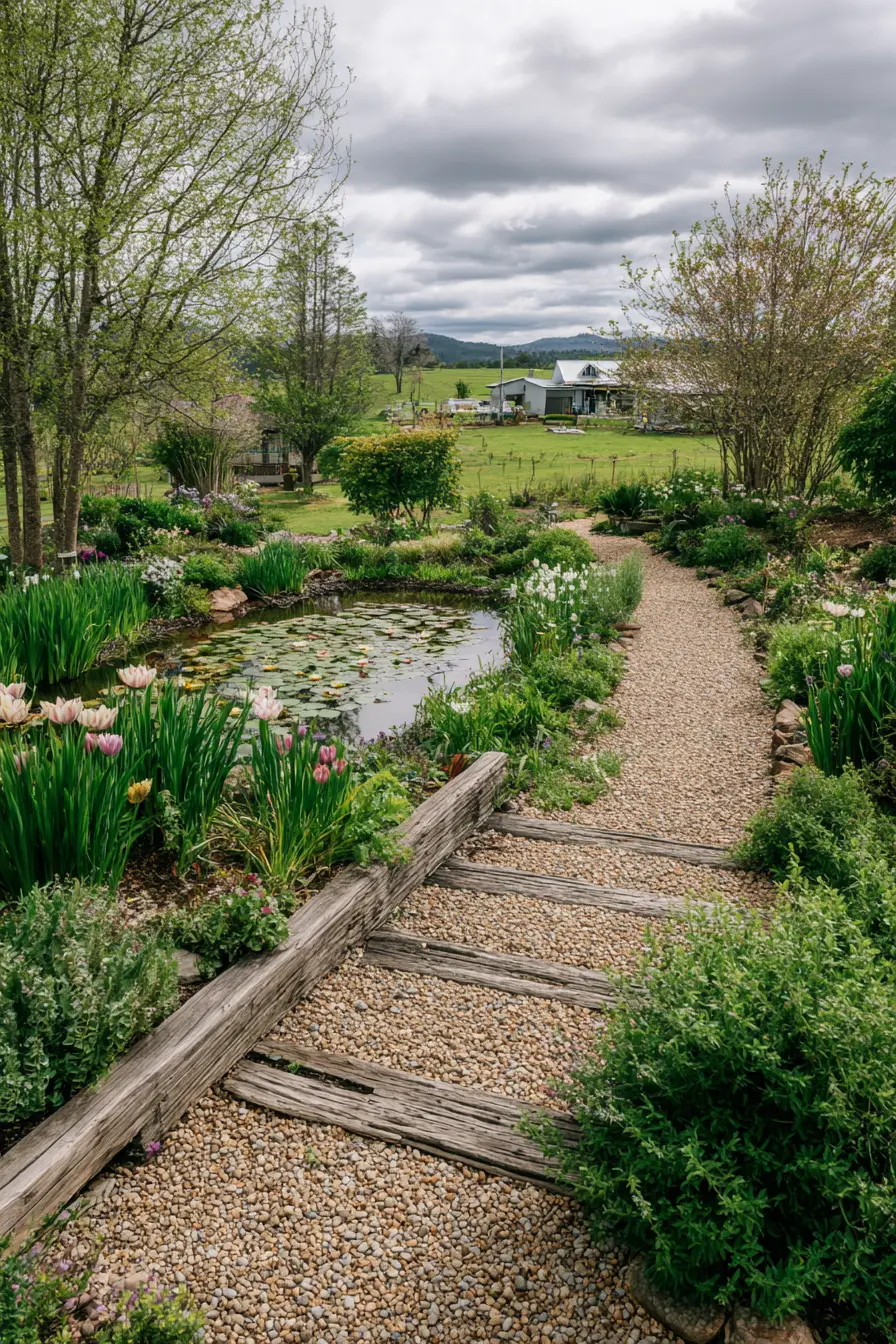 Gravel Driveway with Pondside Drainage Design