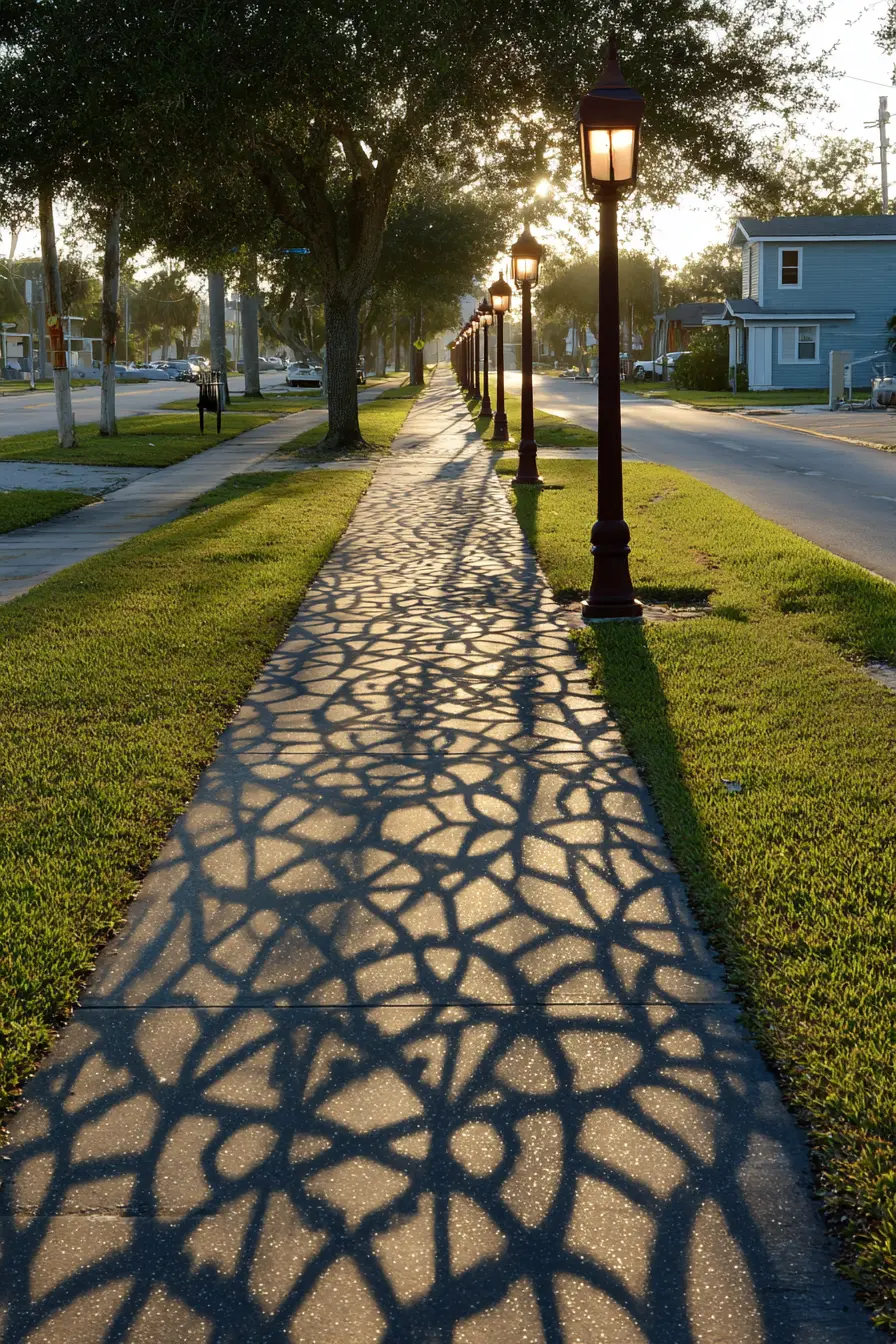 Lined Driveway Lamp Posts for Classic Appeal